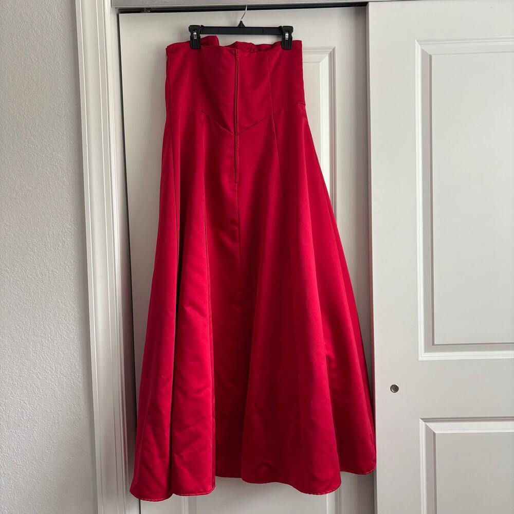 VTG Michelangelo Ruby Red Strapless Ball Gown Wit… - image 7